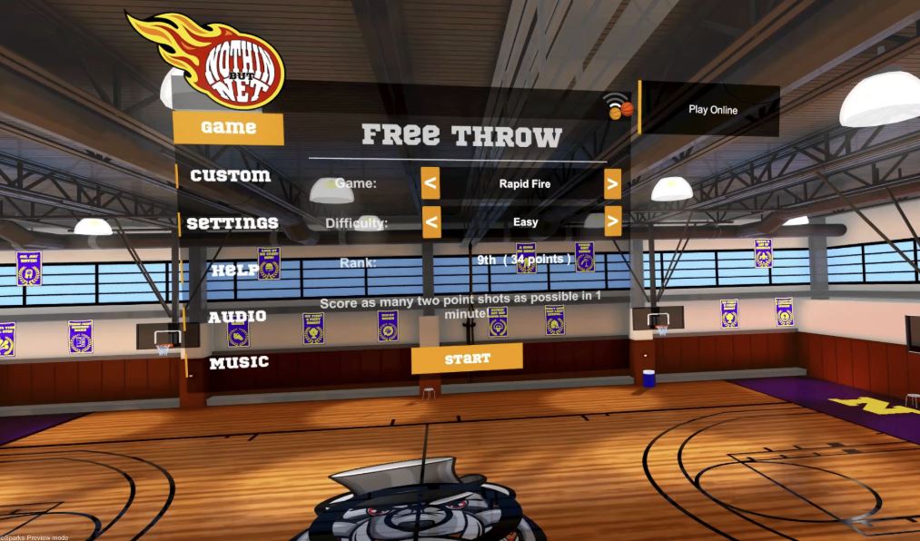 Basketball Virtual Reality shoot some free throws